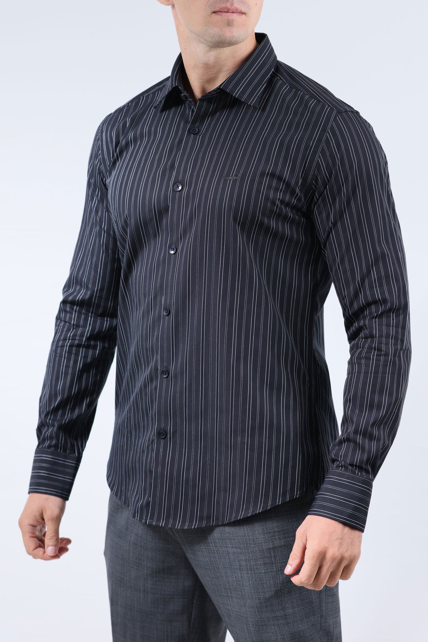 Crocodile Men Evening Slim Fit Shirt - Black Inck