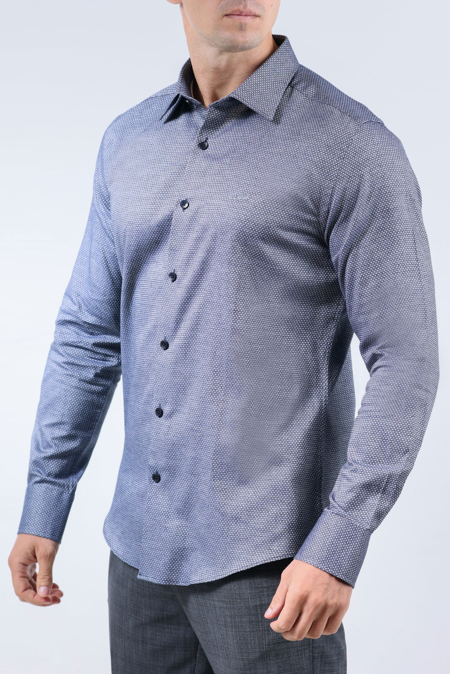 CROCODILE MEN EVENING SLIM FIT FS SHIRT-DARK DENIM