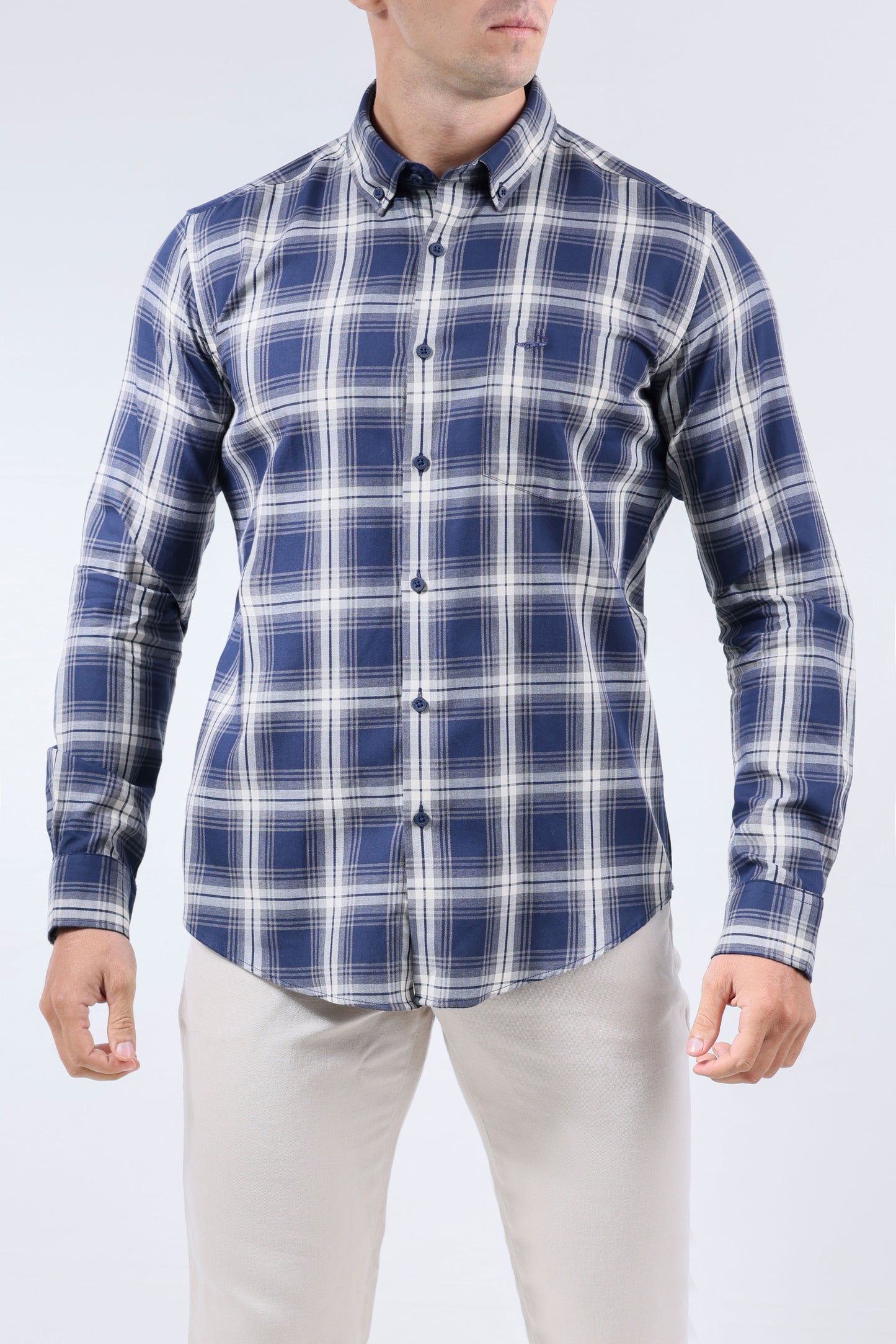 CROCODILE MEN SEMI CASUAL SLIM FIT FS SHIRT-ASTRAL AURA