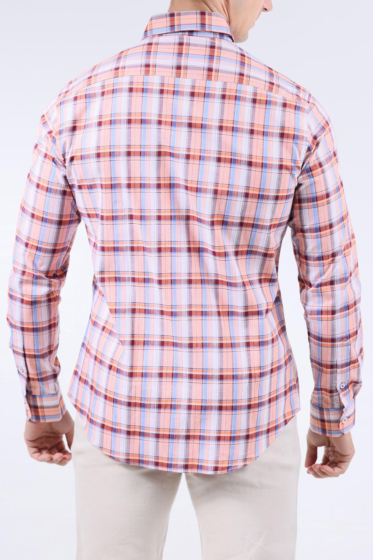 Crocodile Men Semi-Casual Checks Slim Fit Shirt - Coral