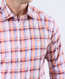 Crocodile Men Semi-Casual Checks Slim Fit Shirt - Coral