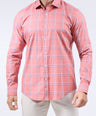 Crocodile Men Semi-Casual Checks Slim Fit Shirt - Dusty Orange