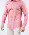 Crocodile Men Semi-Casual Checks Slim Fit Shirt - Dusty Orange