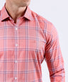 Crocodile Men Semi-Casual Checks Slim Fit Shirt - Dusty Orange