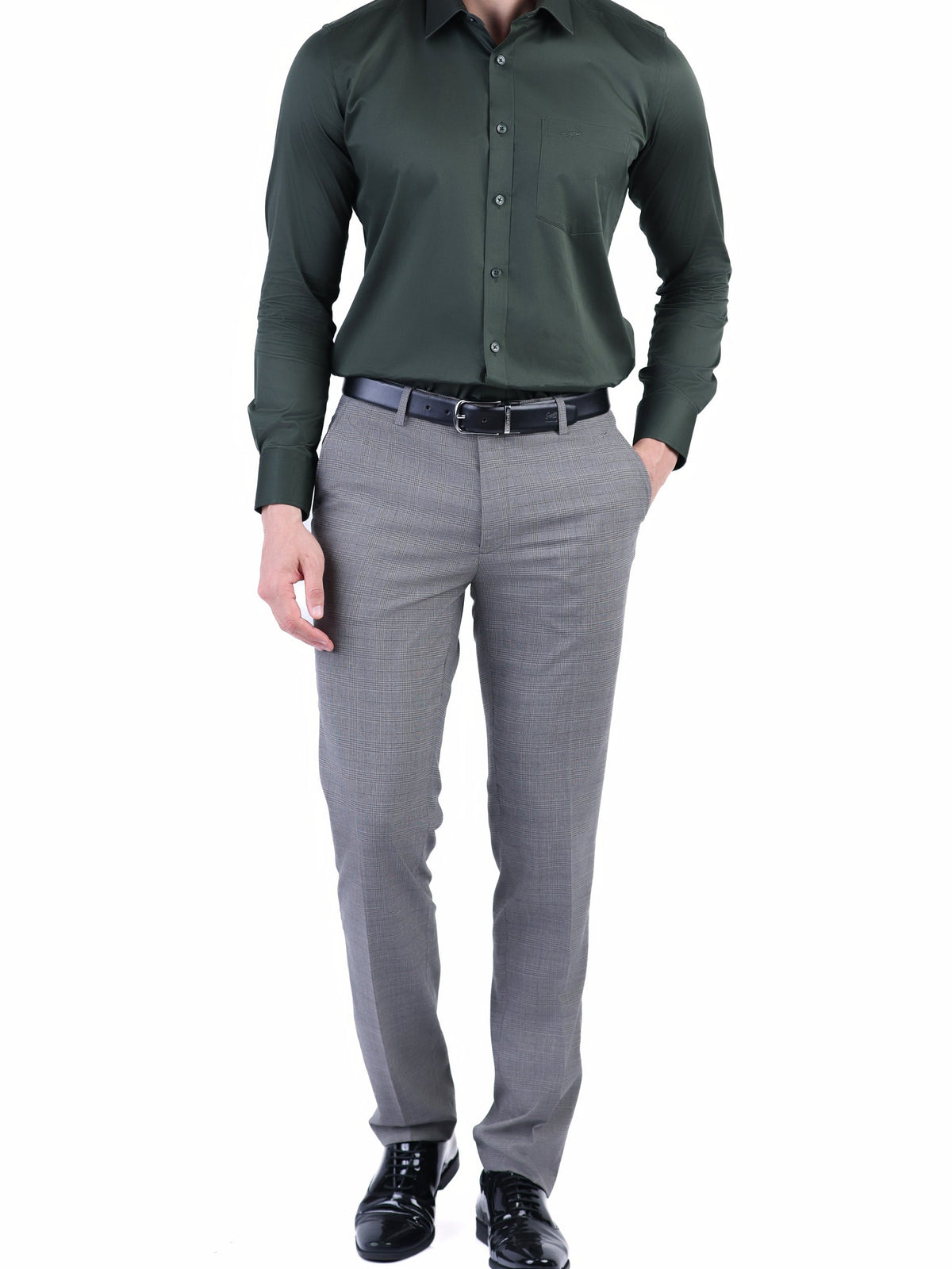 Evening Plain Slim Fit Shirt - Dark Green