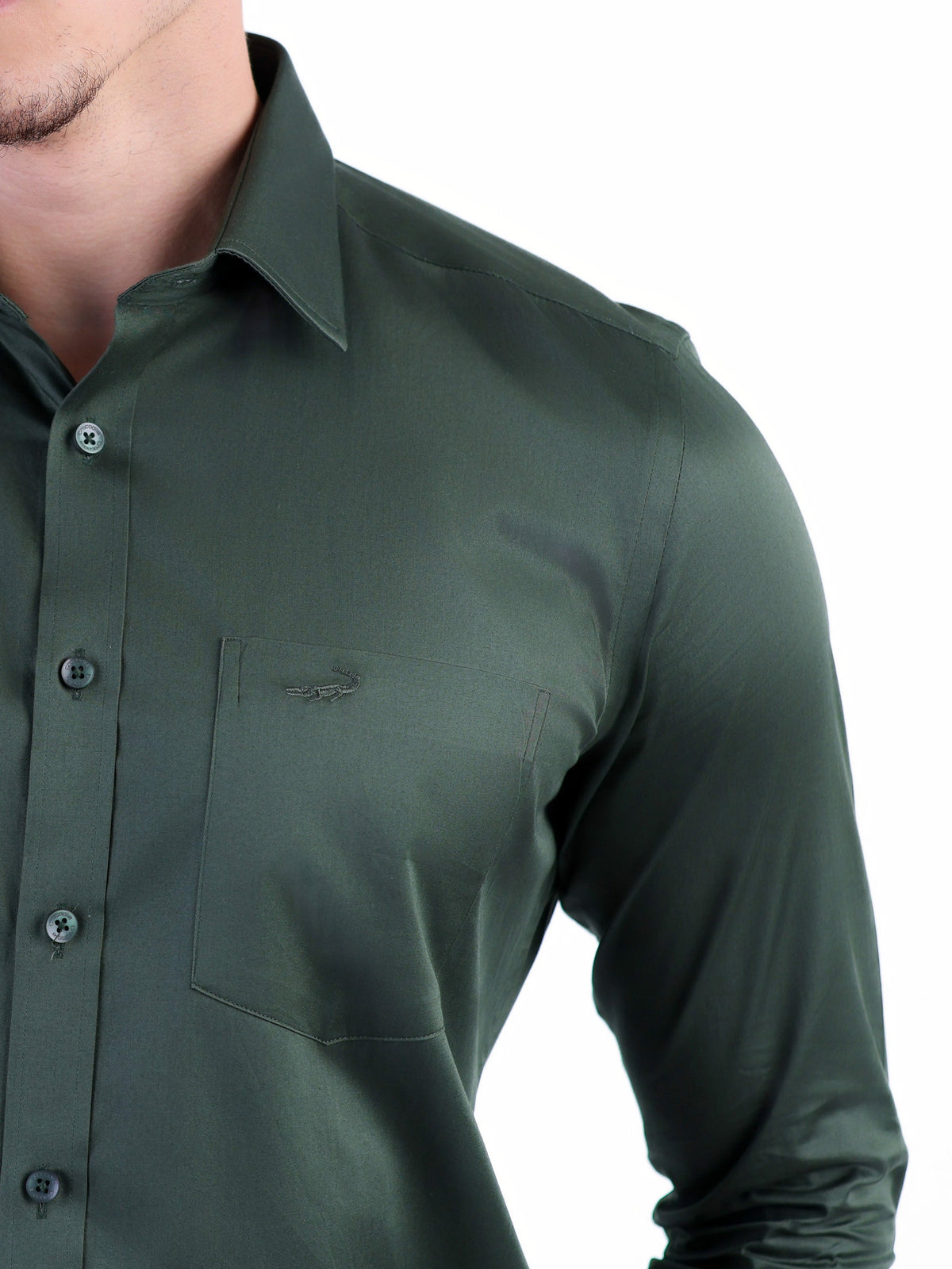Evening Plain Slim Fit Shirt - Dark Green