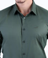 Evening Dark Plain Slim Fit Shirt - Posy Green