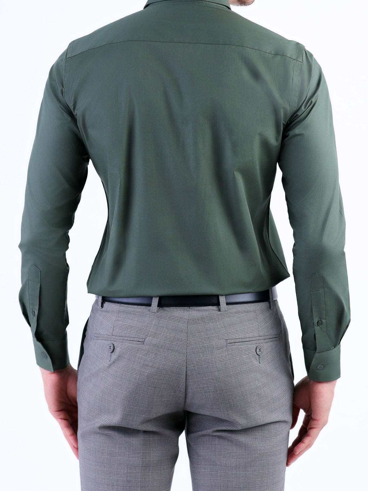 Evening Dark Plain Slim Fit Shirt - Posy Green