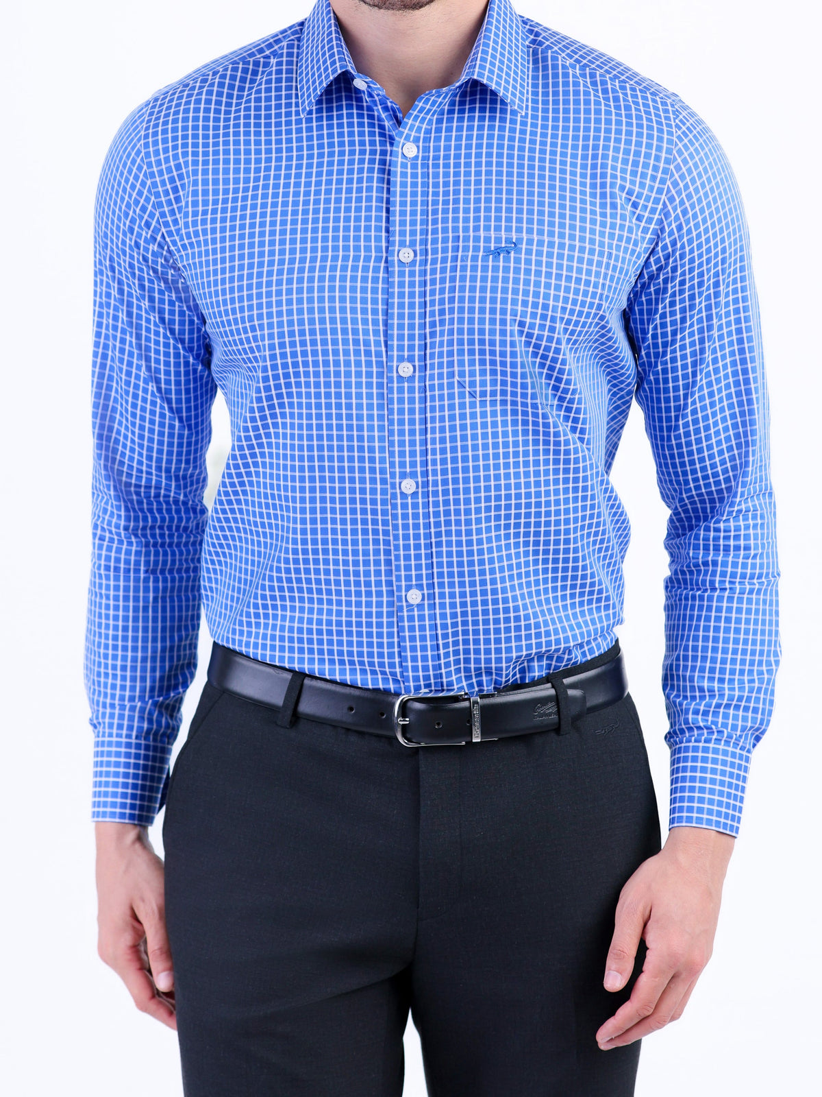 Formal Checks Slim Fit Shirt - Methly Blue