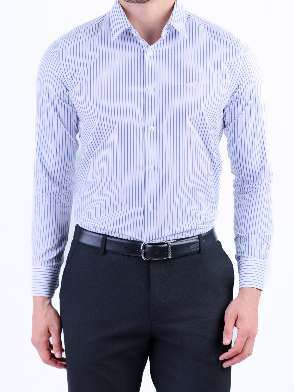 Formal Stripe Slim Fit Shirt - Little Boy Blue