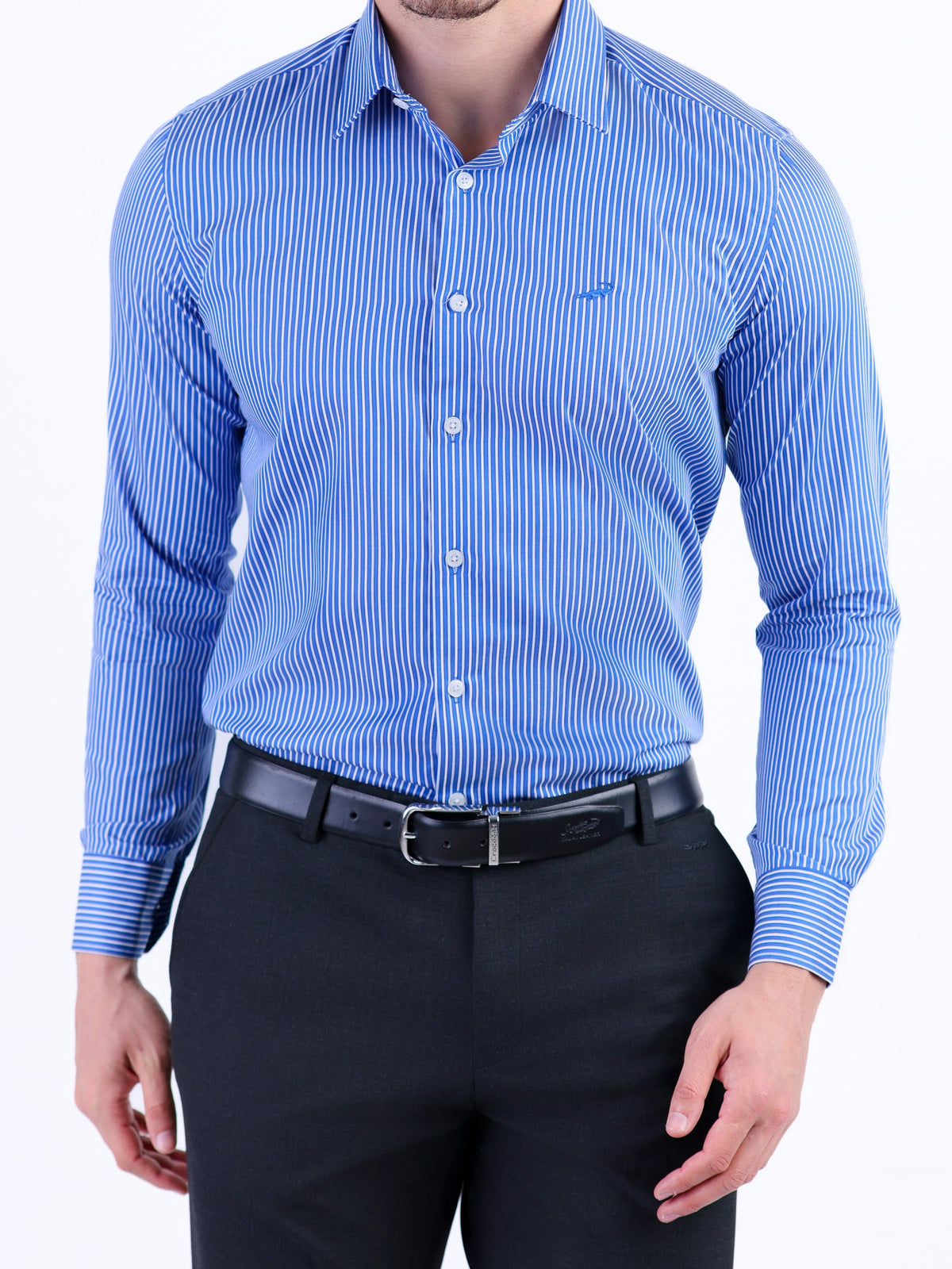 Formal Stripe Slim Fit Shirt - Cosmic Blue