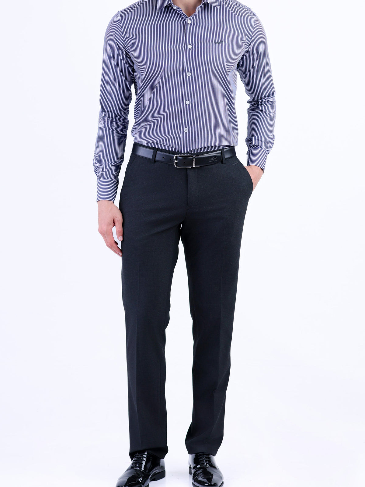 Formal Stripe Slim Fit Shirt - Navy
