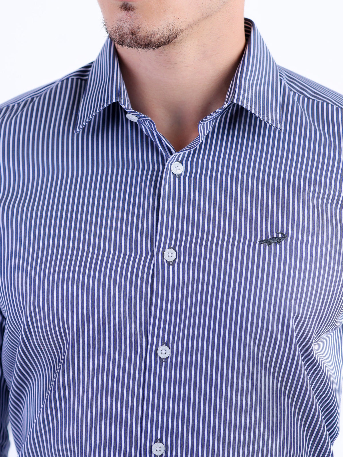 Formal Stripe Slim Fit Shirt - Navy