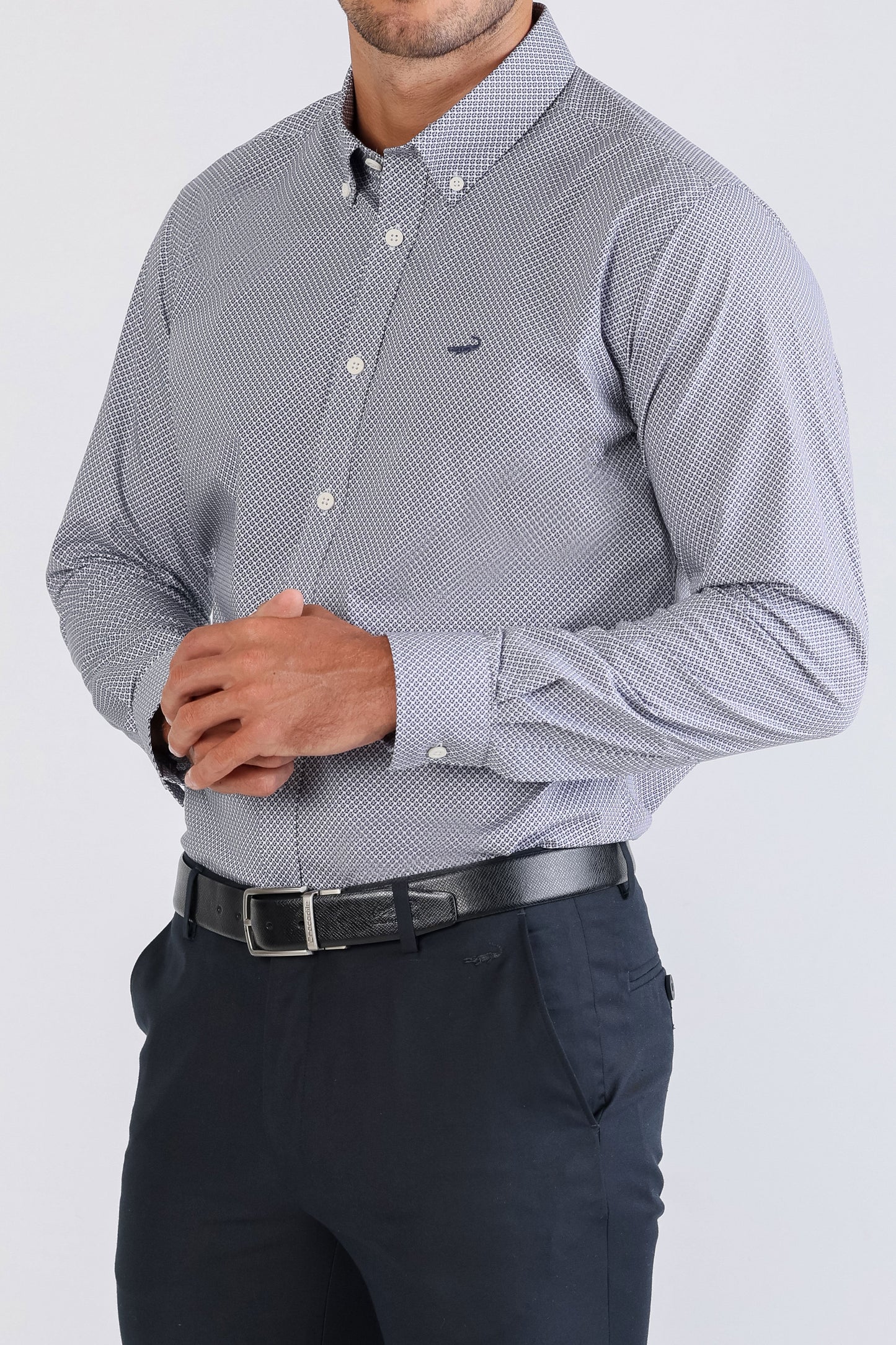 Crocodile Semi Casual Printed Slim Fit-China Blue
