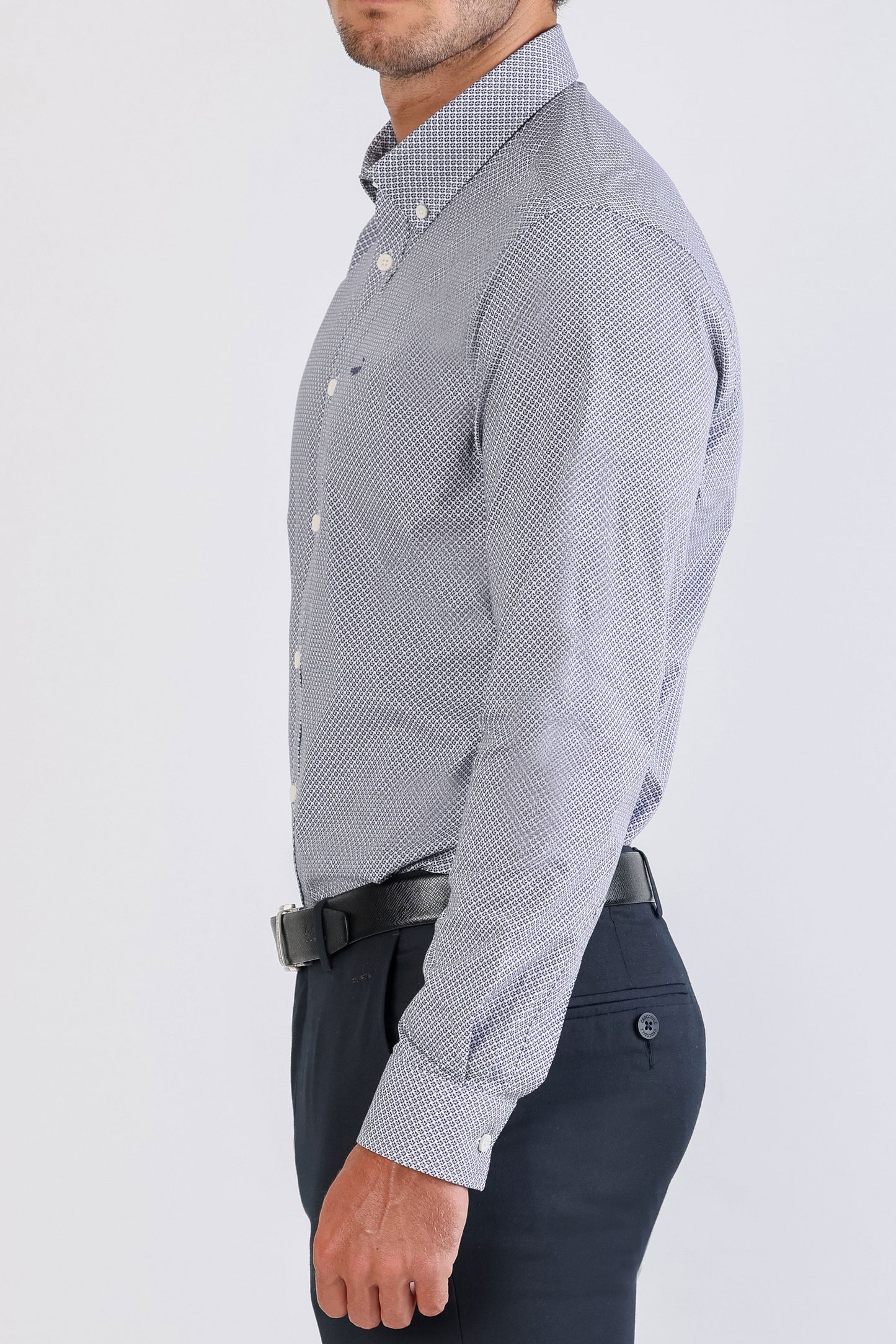 Crocodile Semi Casual Printed Slim Fit-China Blue
