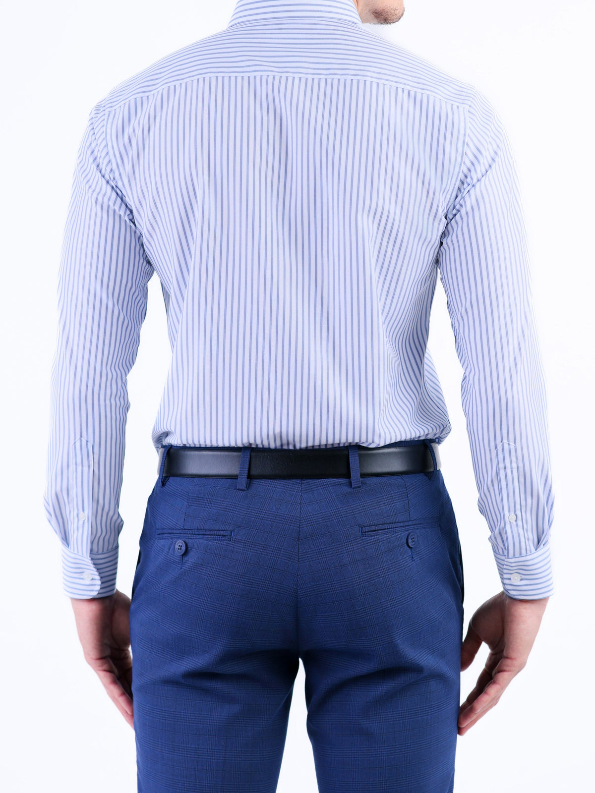 Formal Stripe Slim Fit Shirt - Gray Down