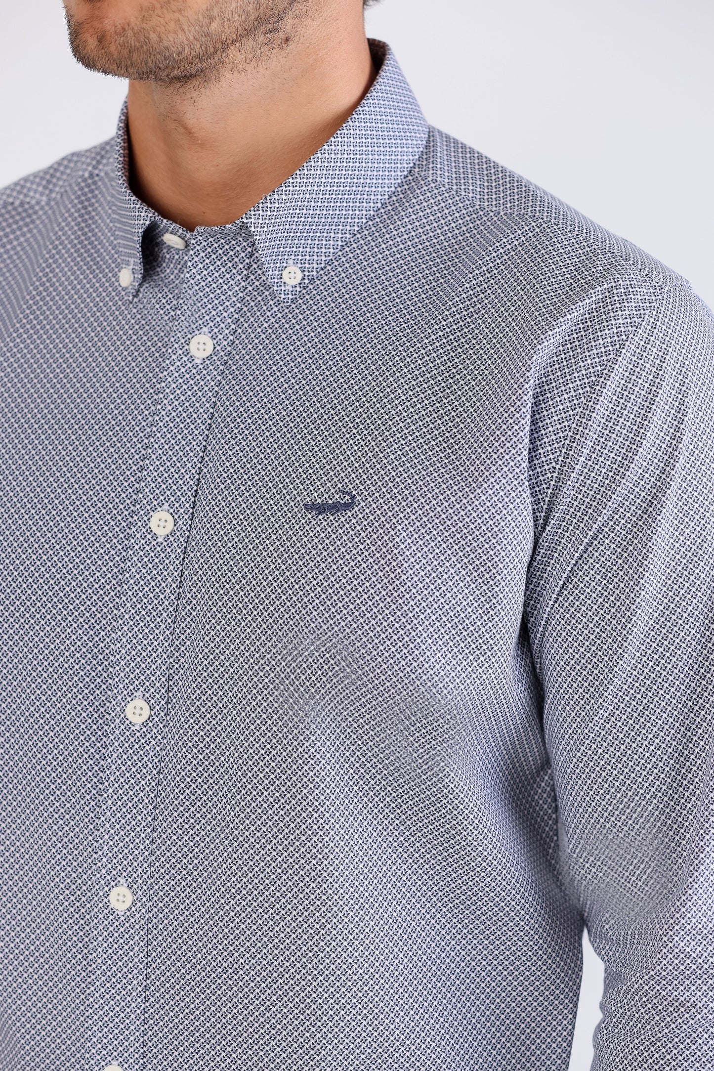 Crocodile Semi Casual Printed Slim Fit-China Blue