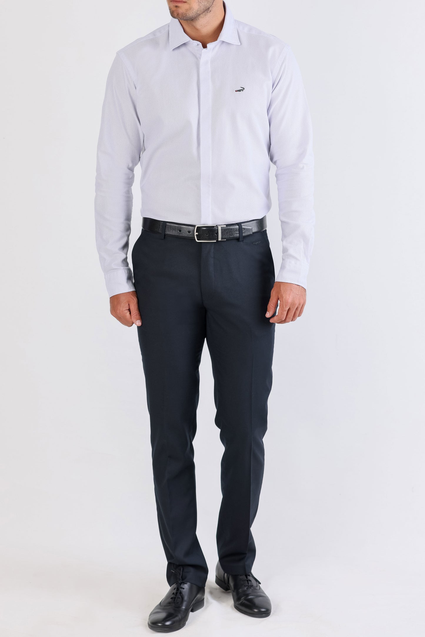 Crocodile Semi Casual Dobby Slim Fit-Silver Brich