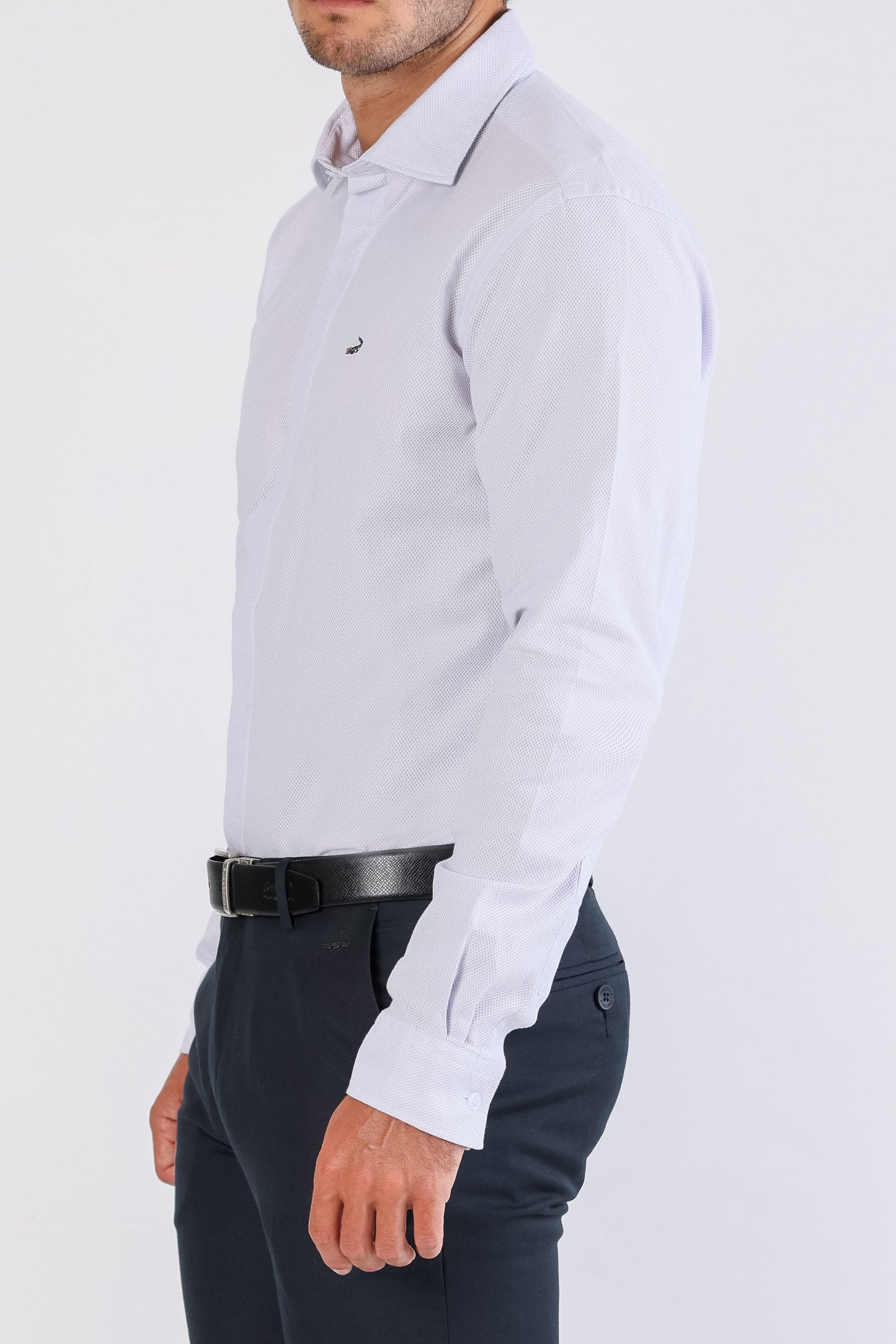 Crocodile Semi Casual Dobby Slim Fit-Silver Brich
