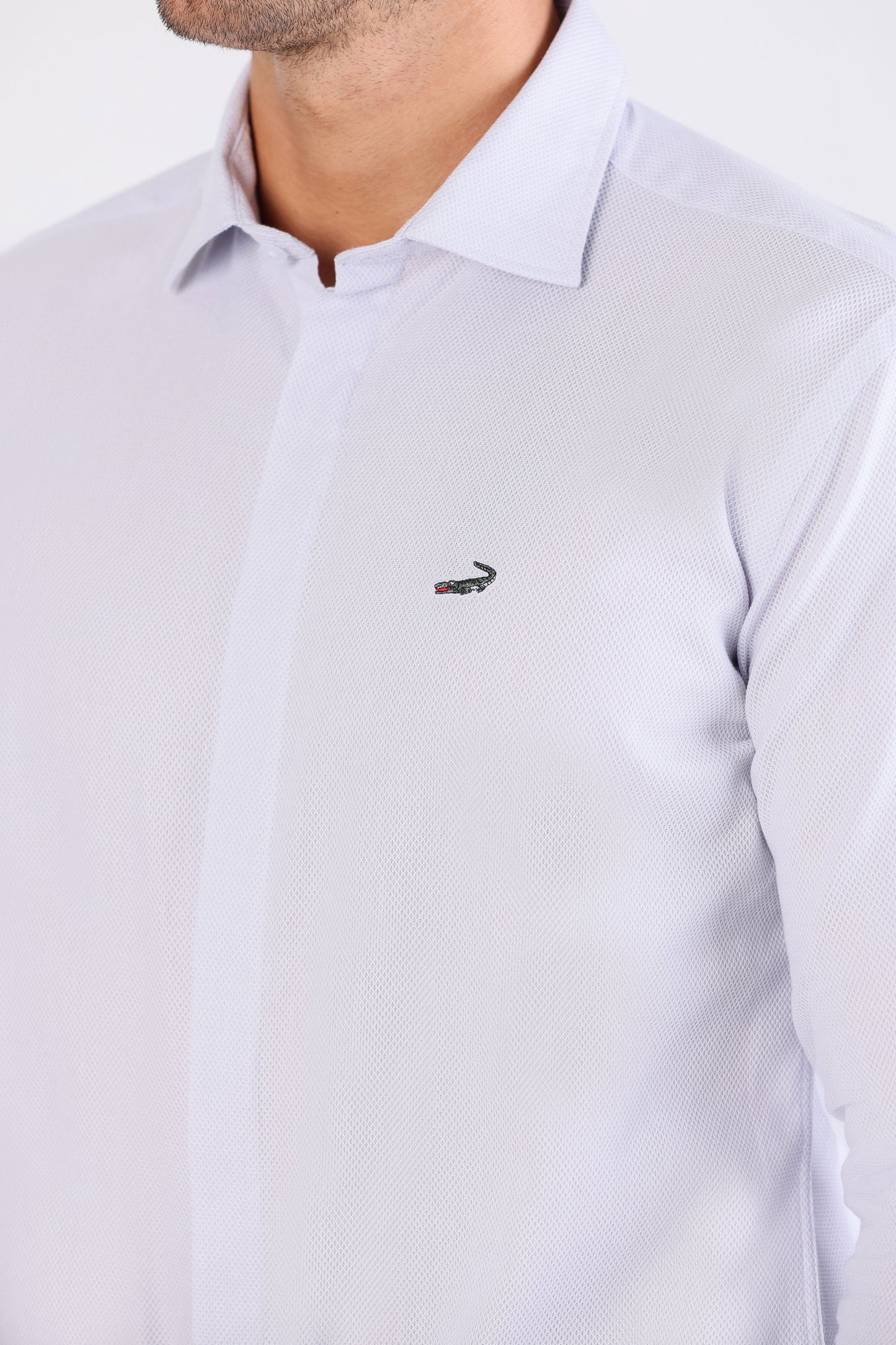 Crocodile Semi Casual Dobby Slim Fit-Silver Brich