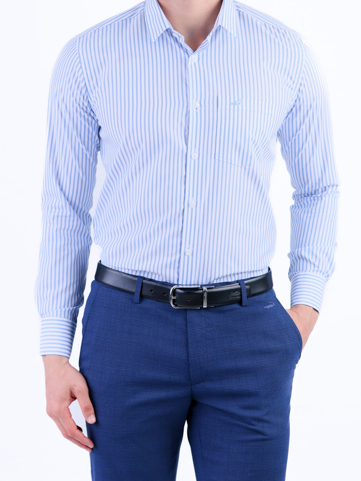 Formal Stripe Slim Fit Shirt - Blue Mist