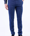 Formal Entry Micro Checks Slim Fit Trouser - Blue Faience