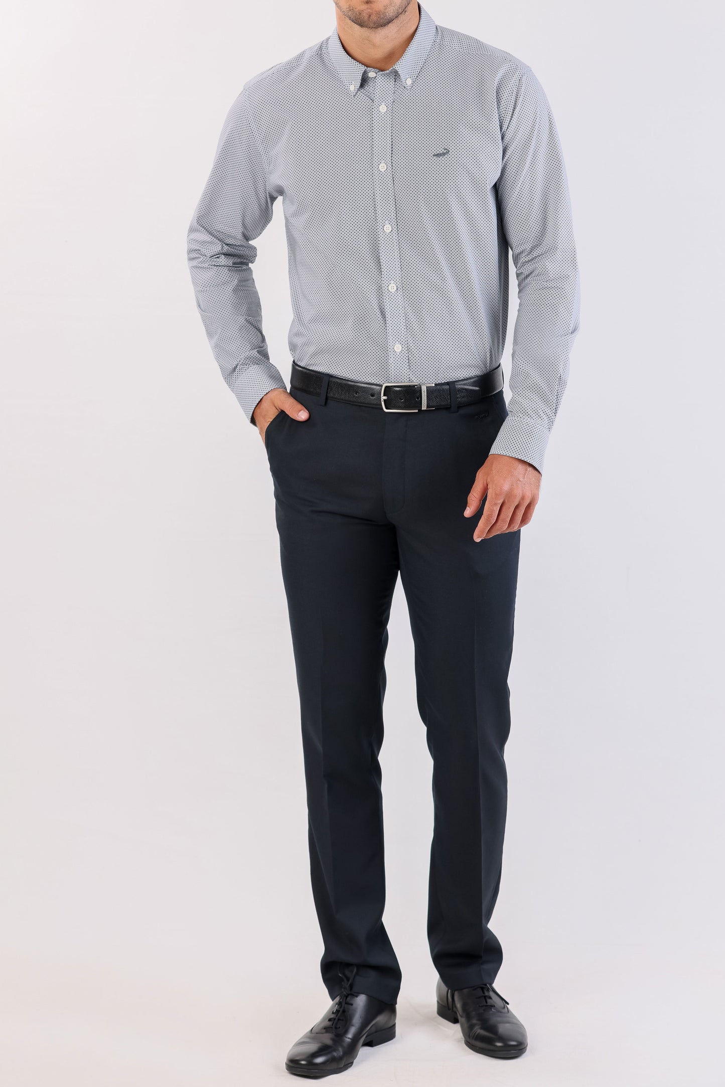 Crocodile Semi Casual Printed Slim Fit-Black