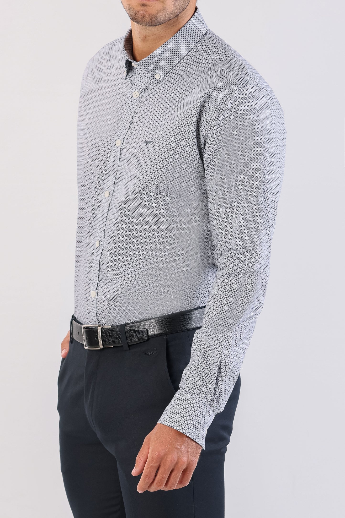 Crocodile Semi Casual Printed Slim Fit-Black