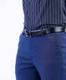 Formal Entry Micro Checks Slim Fit Trouser - Blue Faience
