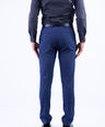 Formal Entry Micro Checks Slim Fit Trouser - Blue Faience