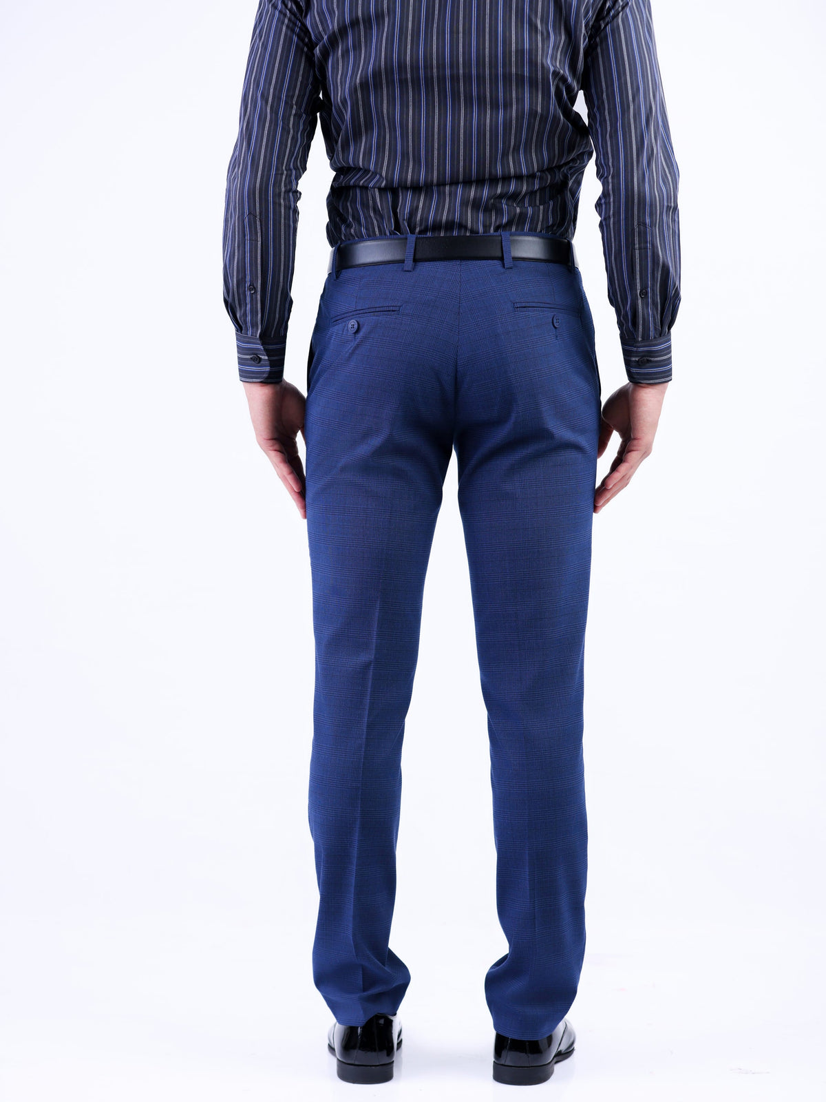 Formal Entry Micro Checks Slim Fit Trouser - Blue Faience