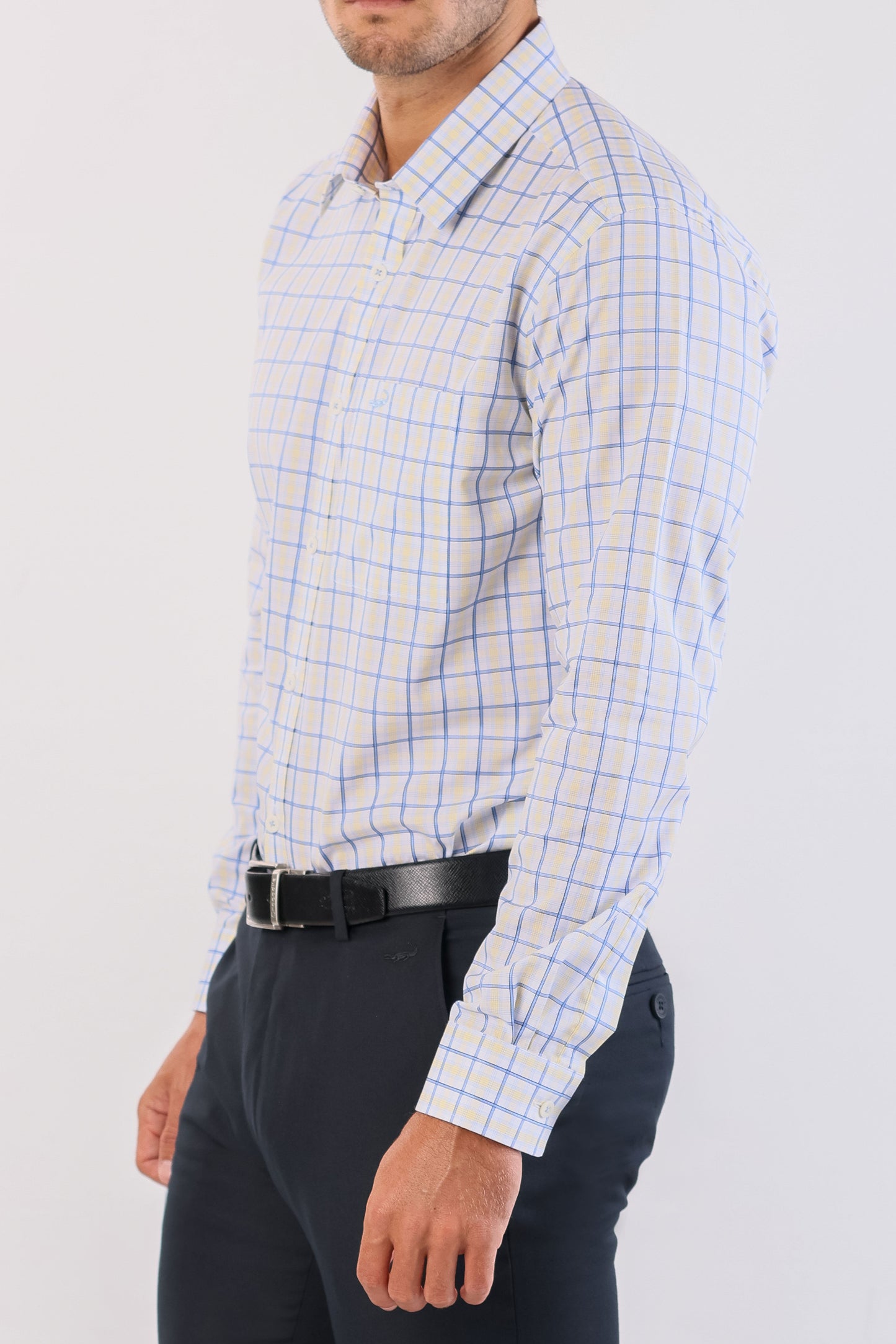 Crocodile Semi Casual Checks Slim Fit-Lemon Remove