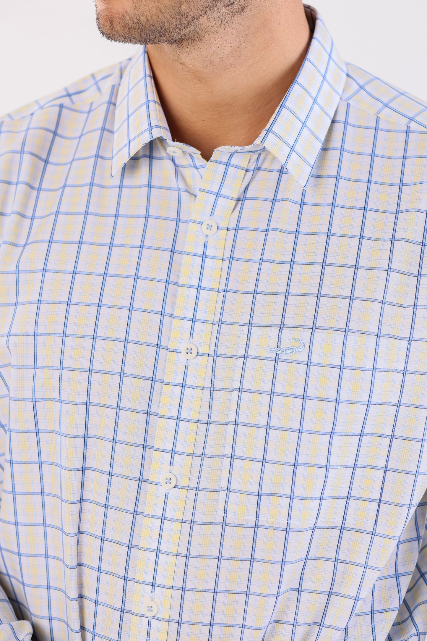 Crocodile Semi Casual Checks Slim Fit-Lemon Remove