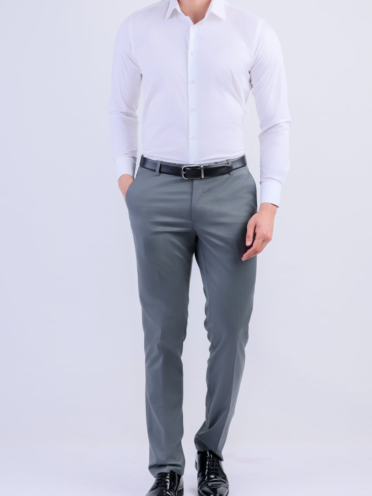 Formal Seasonal Plain White Slim Fit Shirt - Egret
