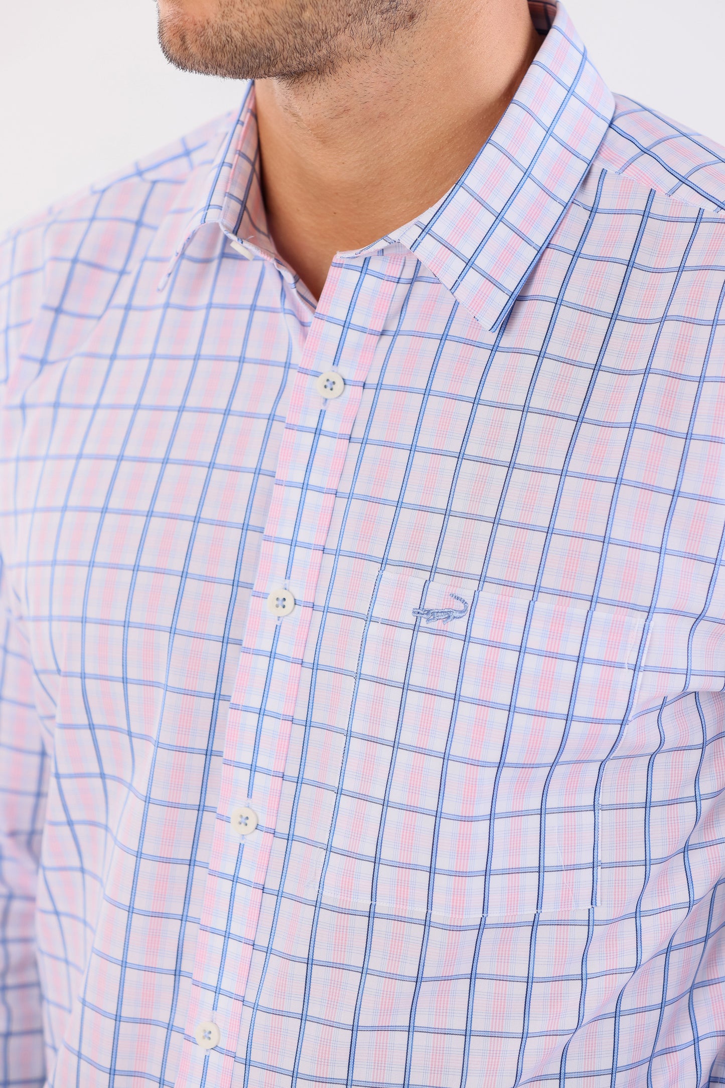 Crocodile Semi Casual Checks Slim Fit-Creole Pink