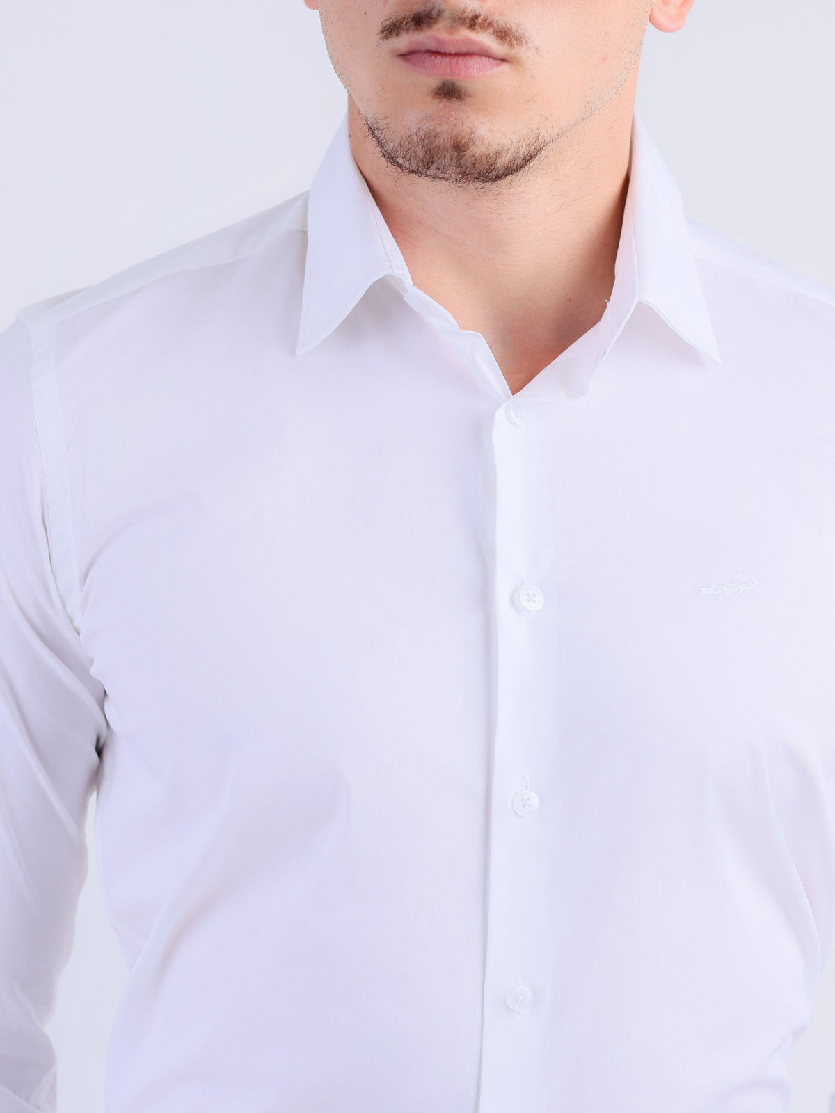 Formal Seasonal Plain White Slim Fit Shirt - Egret