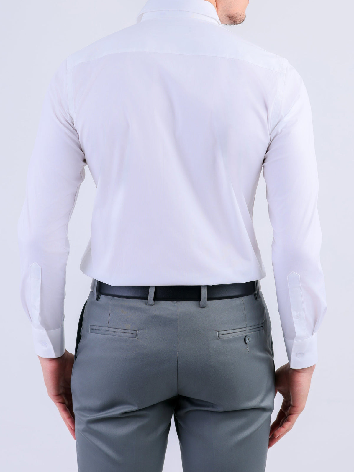 Formal Seasonal Plain White Slim Fit Shirt - Egret