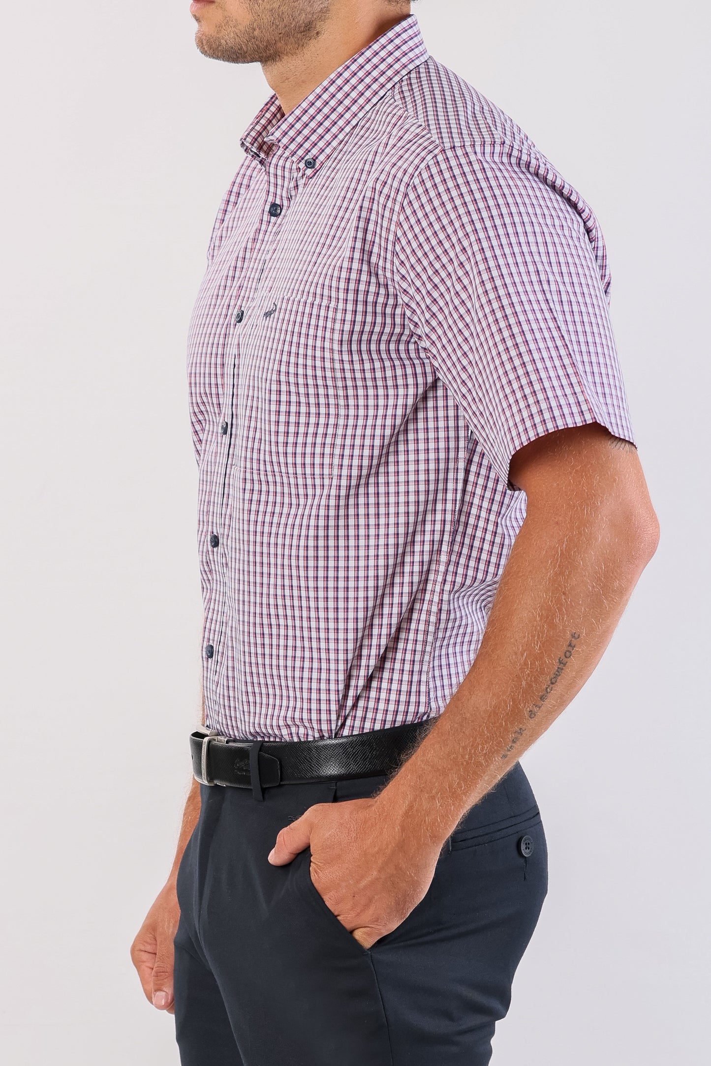 Crocodile Semi Casual Checks Slim Fit-Desert Rose