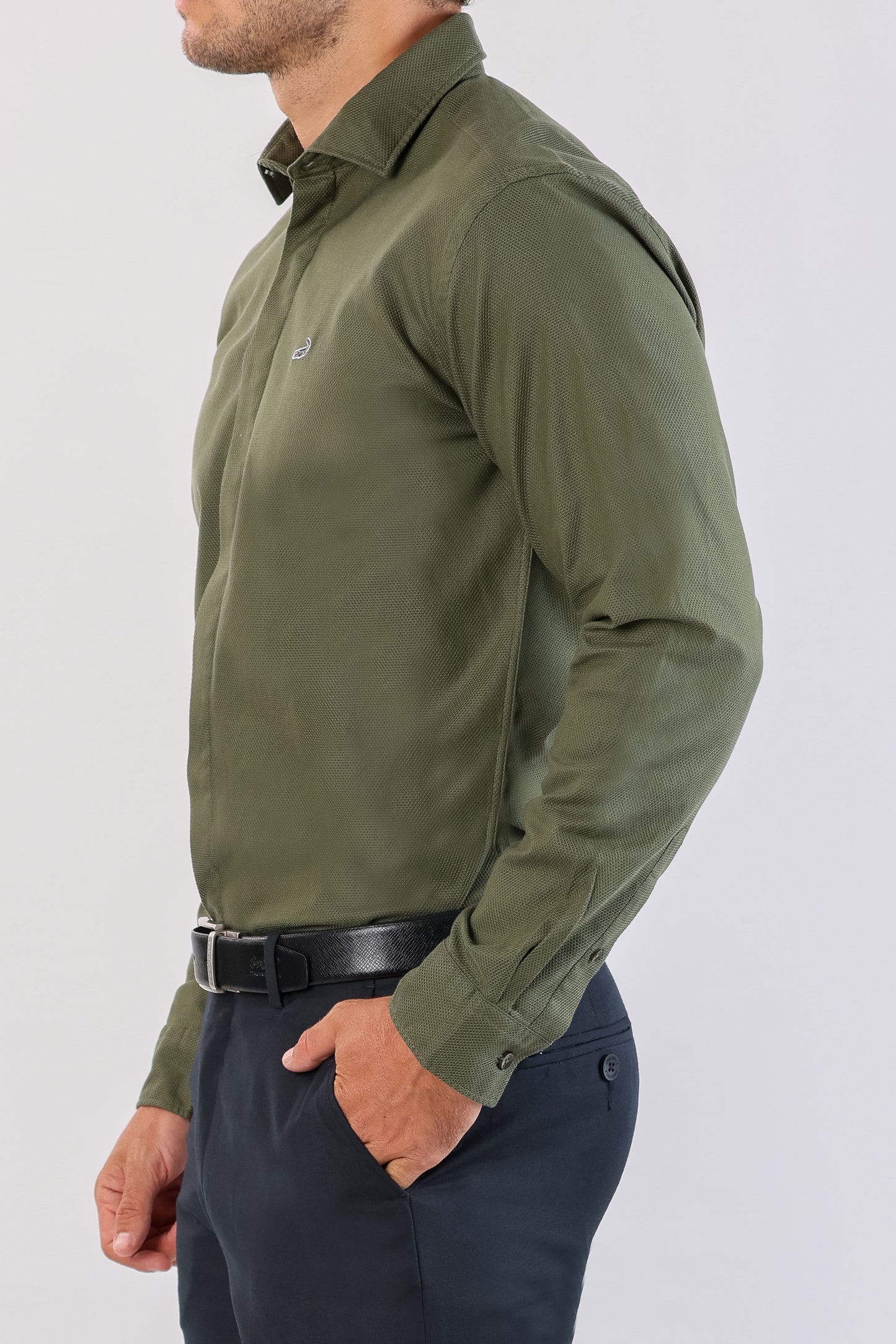 Crocodile Semi Casual Dobby Slim Fit-London Green