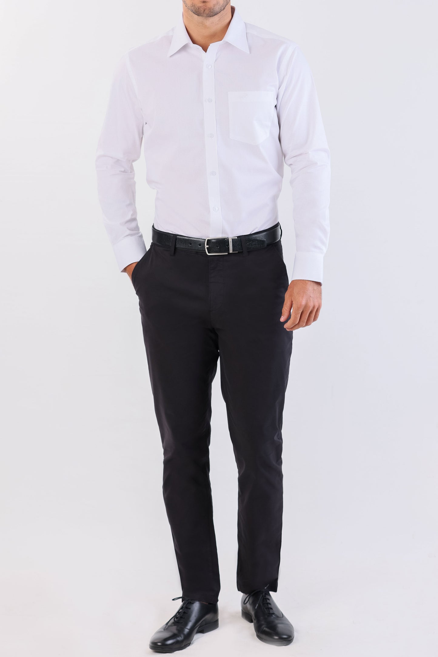 Crocodile Seasonal Formal Plain Slim Fit-Snow White