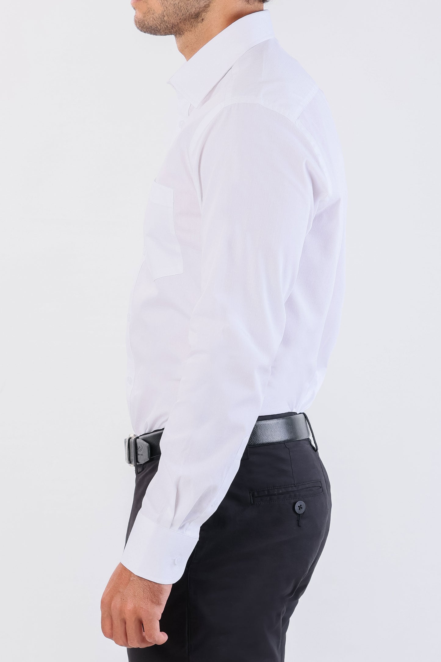 Crocodile Seasonal Formal Plain Slim Fit-Snow White