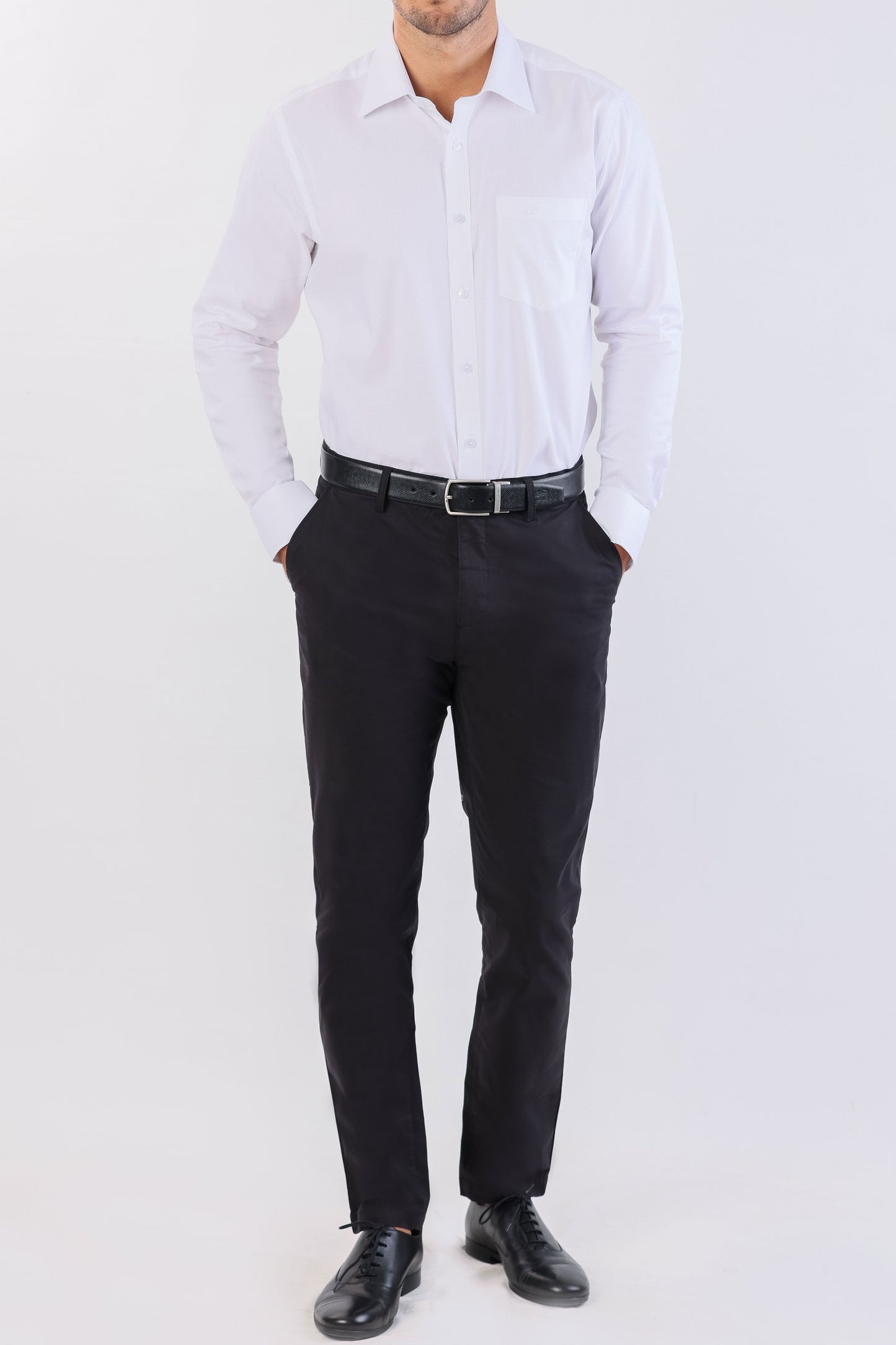 Crocodile Seasonal Formal Plain Slim Fit-Egret