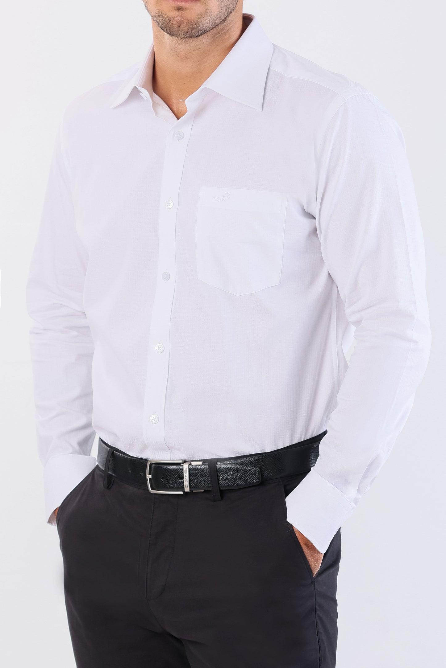 Crocodile Seasonal Formal Plain Slim Fit-Cloud Dancer