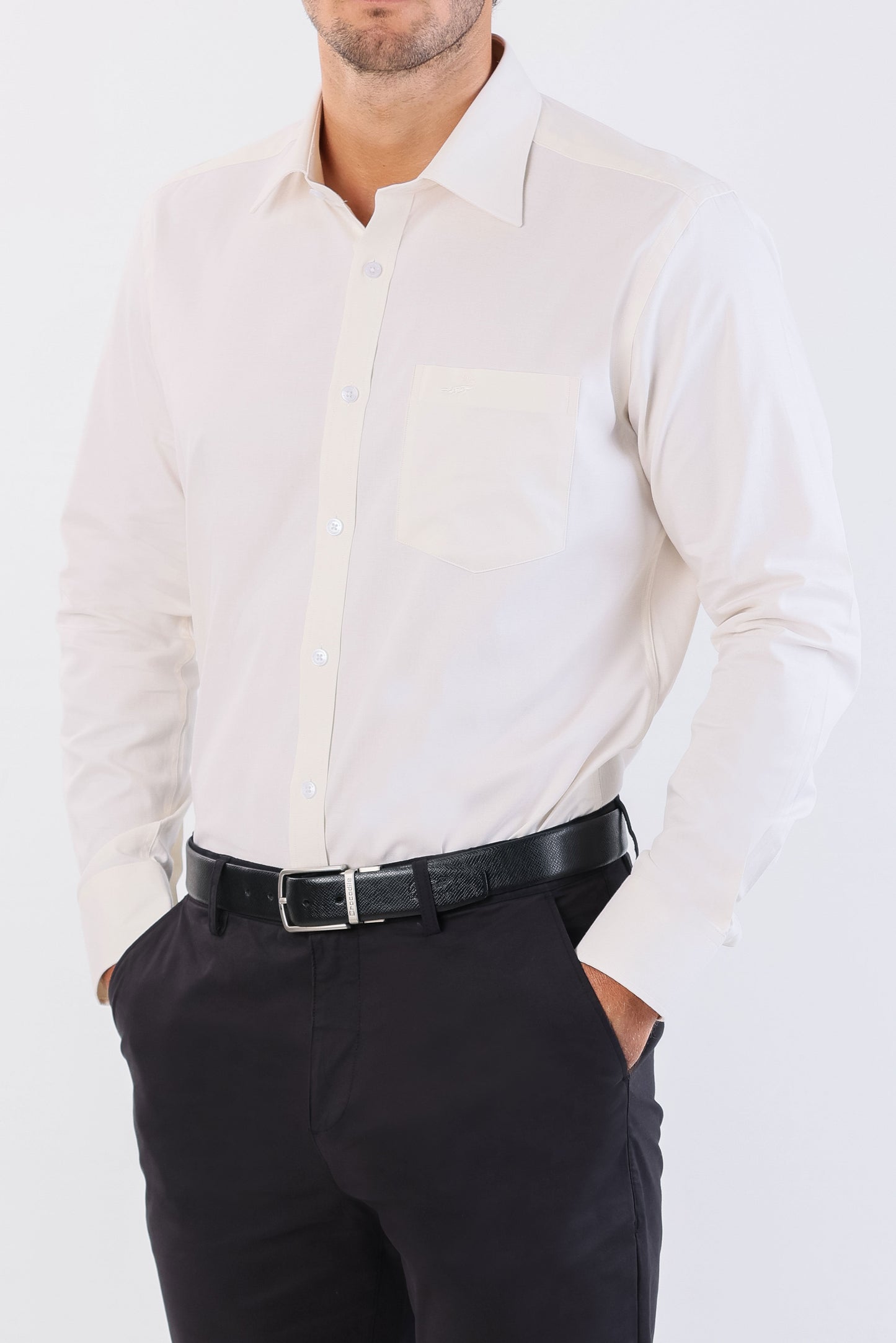Crocodile Seasonal Formal Plain Slim Fit-Vanilla