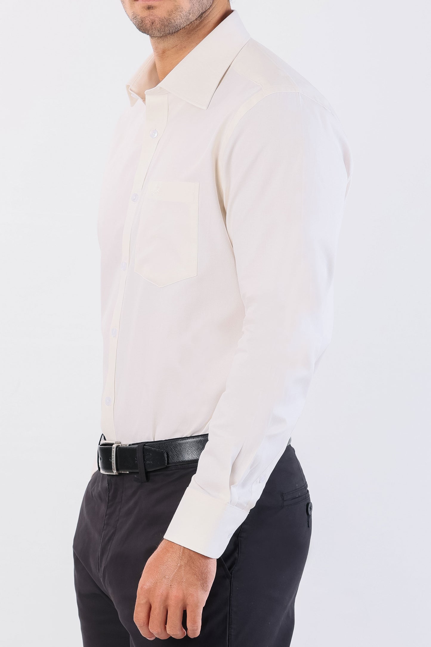 Crocodile Seasonal Formal Plain Slim Fit-Vanilla