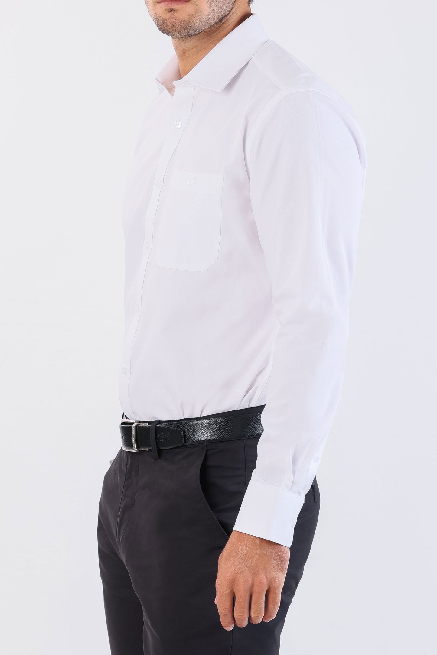 Crocodile Formal Plain Slim Fit Shirt-Egret