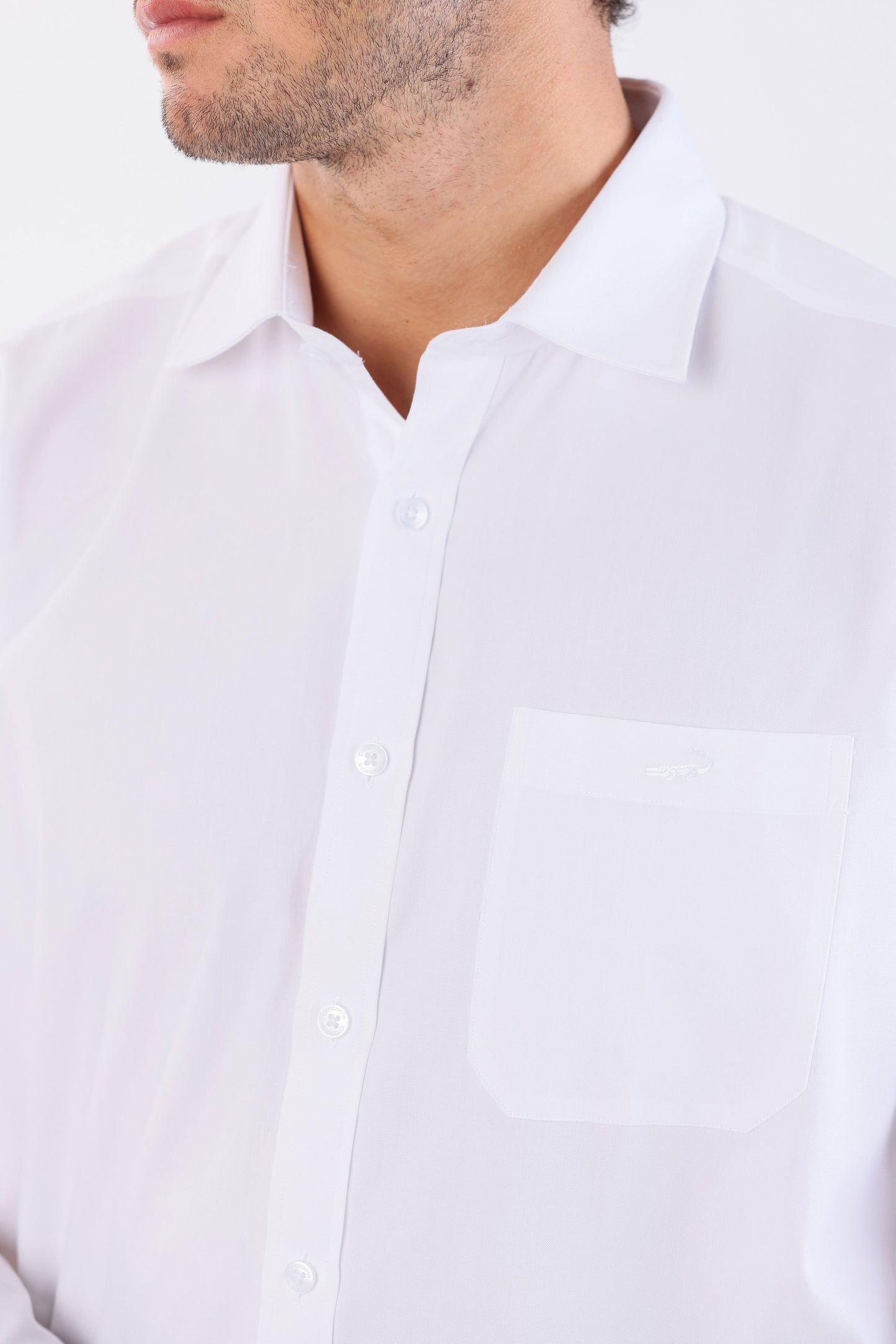 Crocodile Formal Plain Slim Fit Shirt-Egret