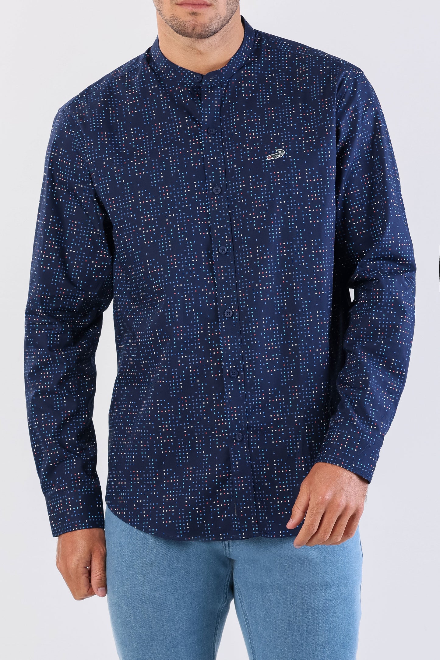 Crocodile Semi Casual Printed Sport Fit-Blue Depths