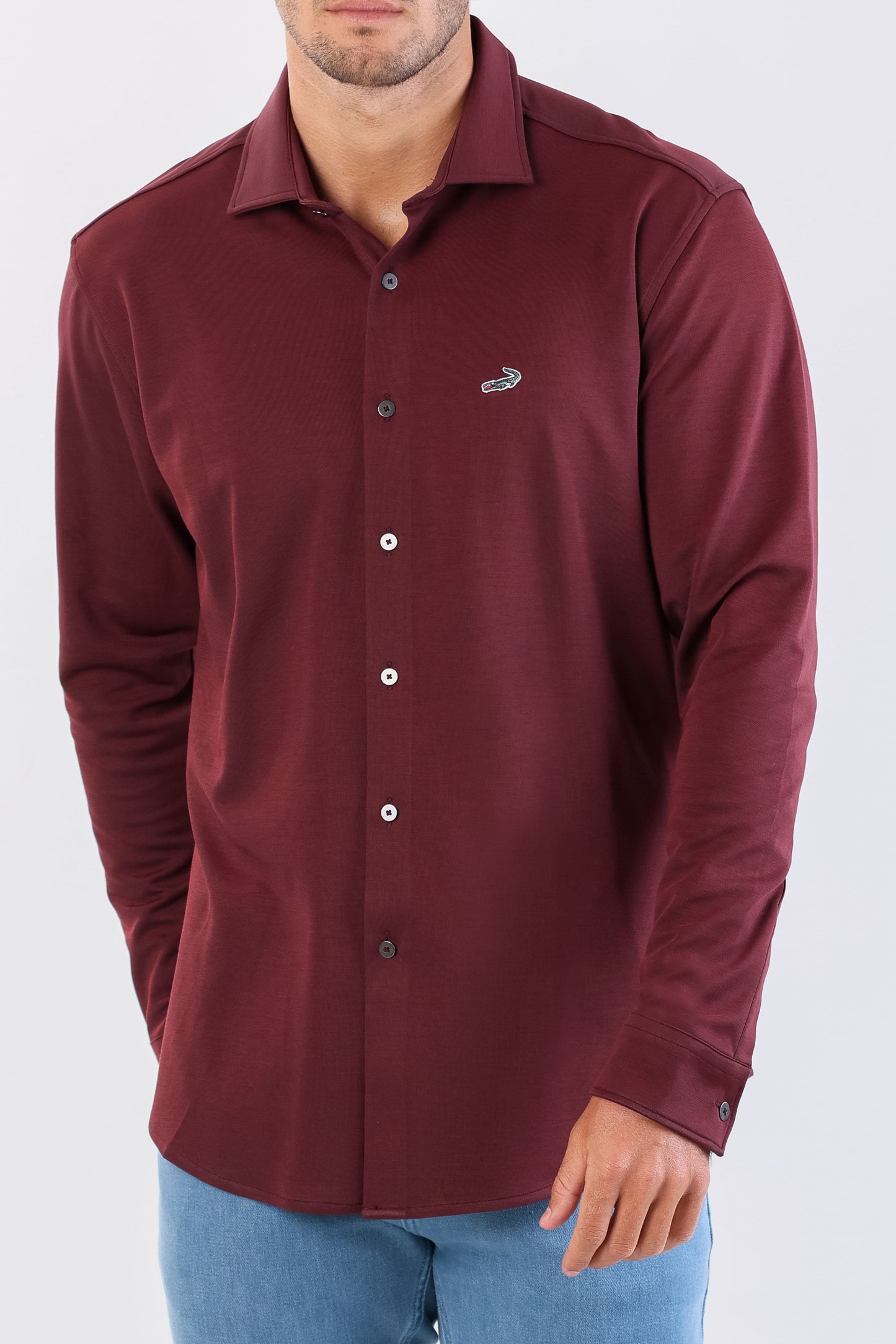 Crocodile Semi Casual Knit Slim Fit-Oxblood Red