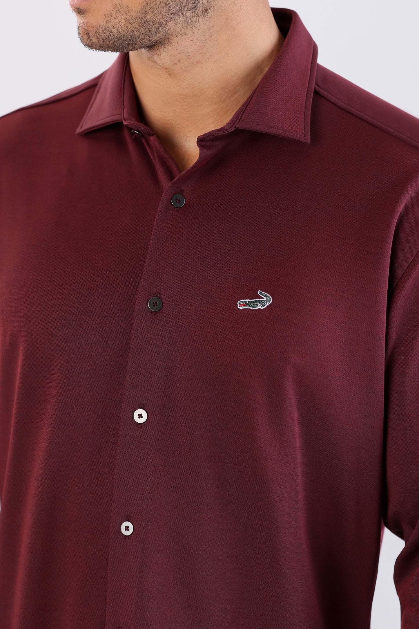 Crocodile Semi Casual Knit Slim Fit-Oxblood Red